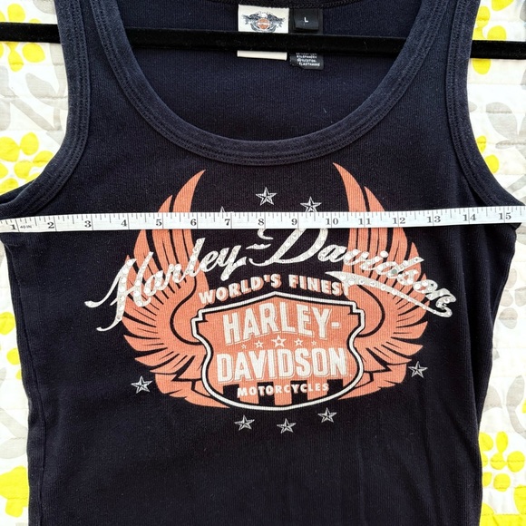 HARLEY DAVIDSON Rhinestone Classic Black Ribbed Tank L - Picture 7 of 8
